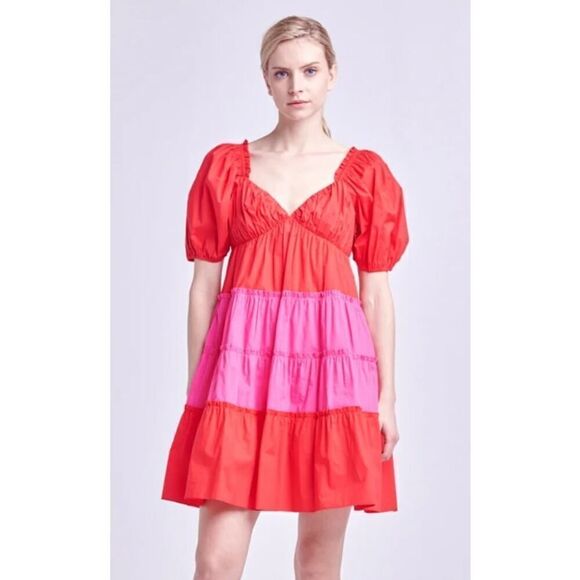 English Factory Two Tone Sweetheart Mini Dress Sz. M - Picture 1 of 8